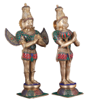 Pure Brass Hanuman Garuda Meenakari Pair 22" Divine Duo | Jaipurio